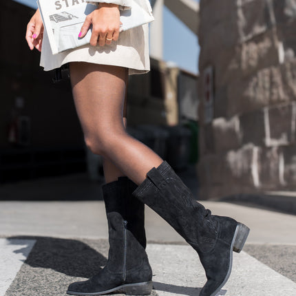 Buonarotti Cowboylaarzen Zwart Suedine Bohemian