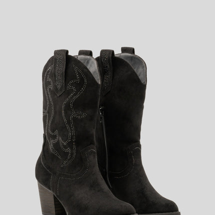 Buonarotti Cowboylaarzen Zwart Suedine Strass
