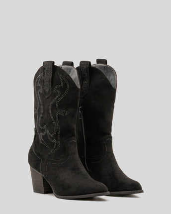 Buonarotti Cowboylaarzen Zwart Suedine Strass