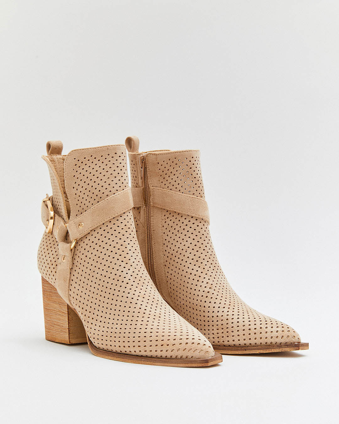 Buonarotti Enkellaarsjes Beige Suedine Gesp Goud