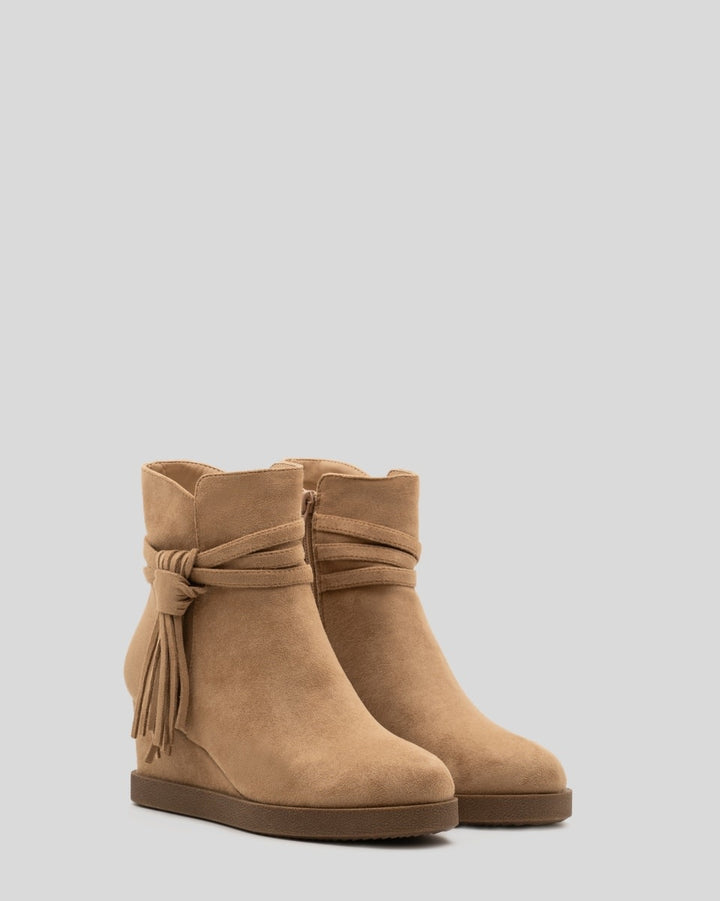 Buonarotti Enkellaarsjes Khaki Suedine Franjes