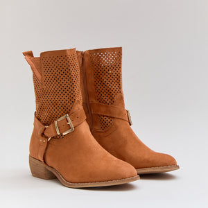 Buonarotti Enkellaarsjes Oranje Suedine Gesp Lage hak