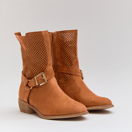 Buonarotti Enkellaarsjes Oranje Suedine Gesp Lage hak