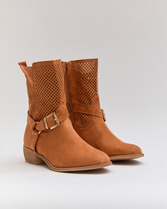 Buonarotti Enkellaarsjes Oranje Suedine Gesp Lage hak