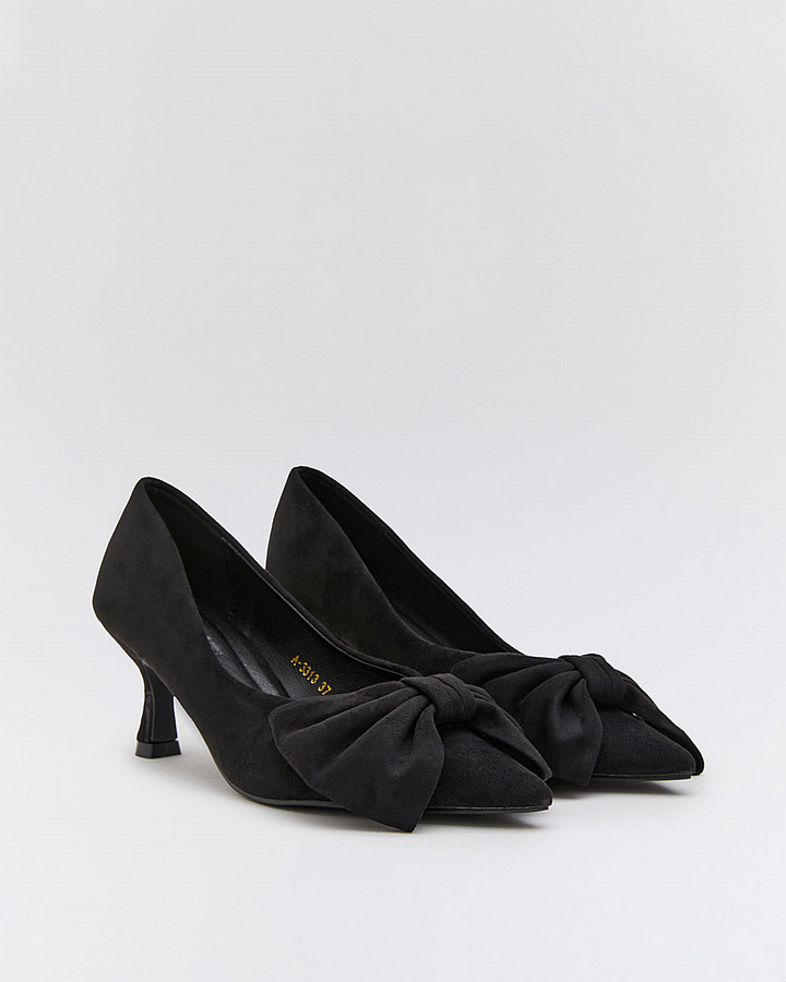 Buonarotti Heels Zwart Suedine Strik