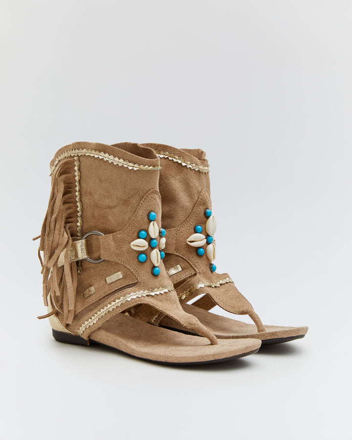 Buonarotti Ibiza Sandalen Beige Suedine Franjes