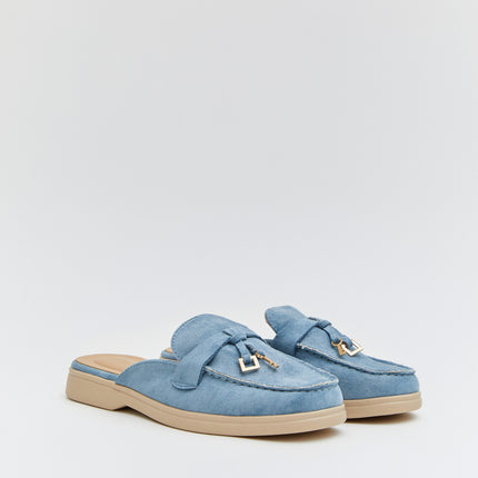 Buonarotti Instap Loafers Blauw Suedine Bedeltjes