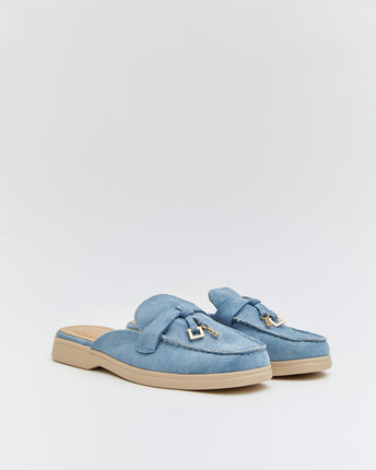 Buonarotti Instap Loafers Blauw Suedine Bedeltjes