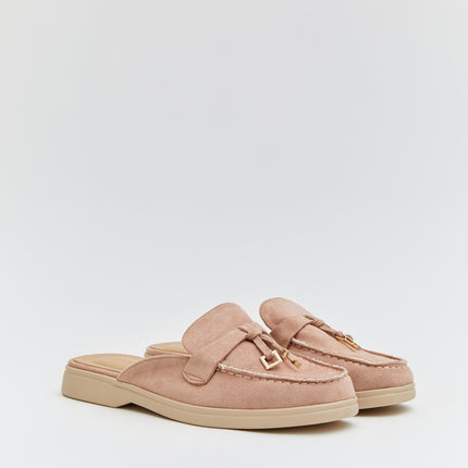 Buonarotti Instap Loafers Nude Suedine Bedeltjes