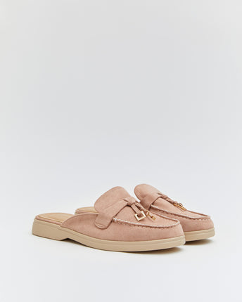 Buonarotti Instap Loafers Nude Suedine Bedeltjes