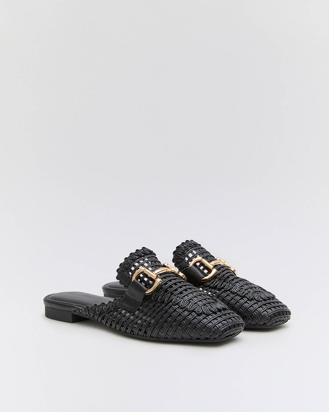 Buonarotti Instap Loafers Zwart Open Gouden Gesp