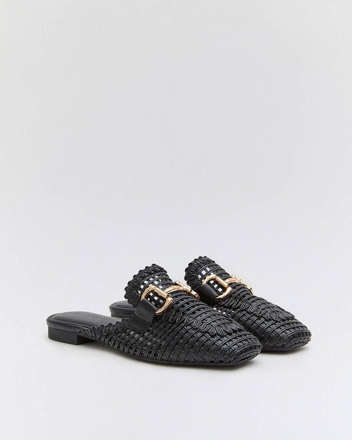 Buonarotti Instap Loafers Zwart Open Gouden Gesp