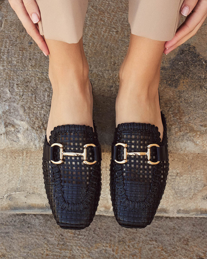 Buonarotti Instap Loafers Zwart Open Gouden Gesp