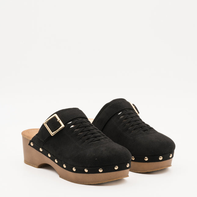 Buonarotti Klompen Zwart Gesp Vlecht