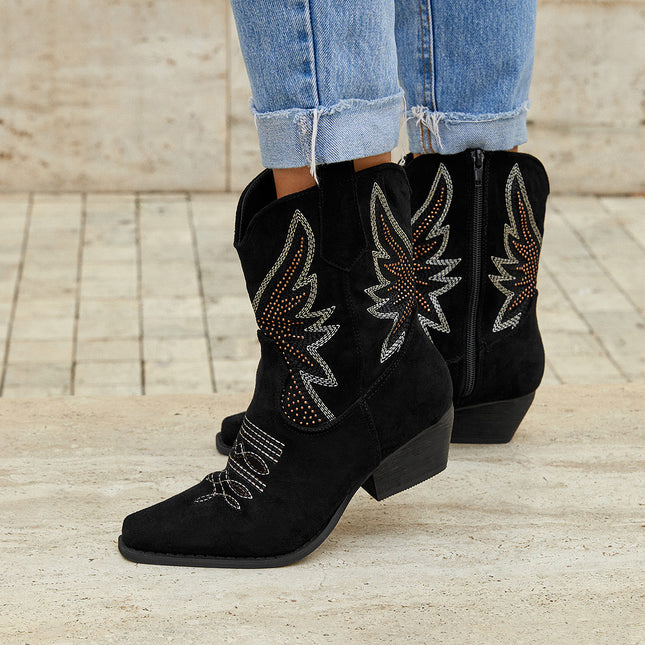 Buonarotti Korte Cowboylaarzen Zwart Suedine Western