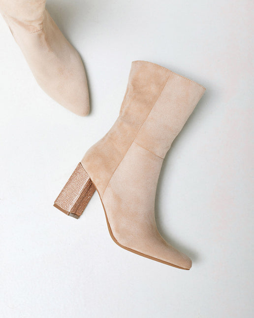 Buonarotti Laarzen Beige Suedine met Strass Hak