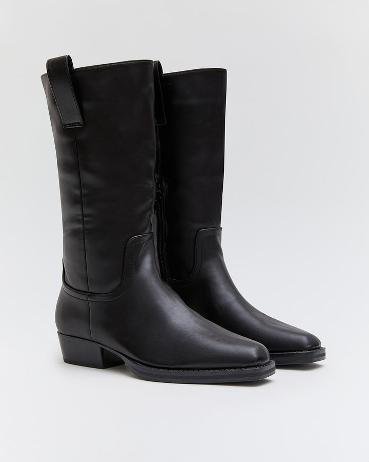 Buonarotti Laarzen Zwart Leatherlook Lage Hak