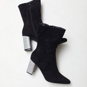 Buonarotti Laarzen Zwart Suedine met Strass Hak