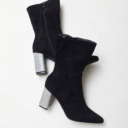 Buonarotti Laarzen Zwart Suedine met Strass Hak