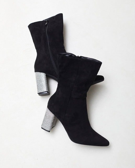 Buonarotti Laarzen Zwart Suedine met Strass Hak