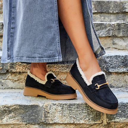 Buonarotti Loafers Zwart Suedine Teddy