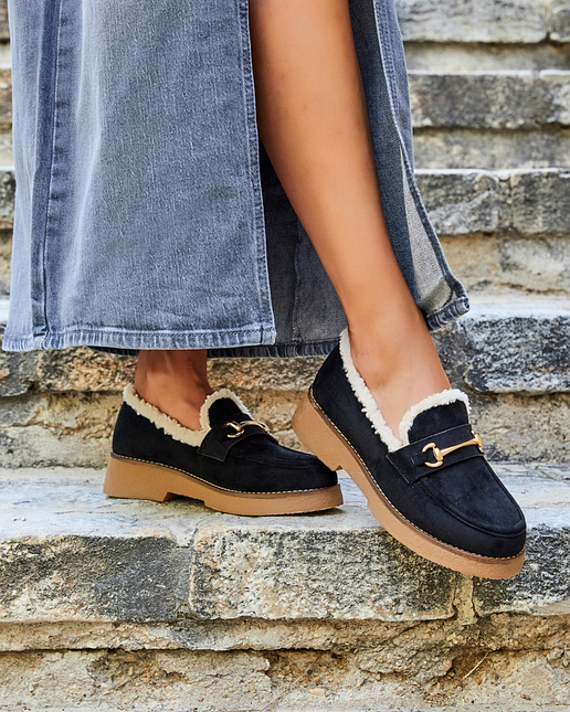 Buonarotti Loafers Zwart Suedine Teddy