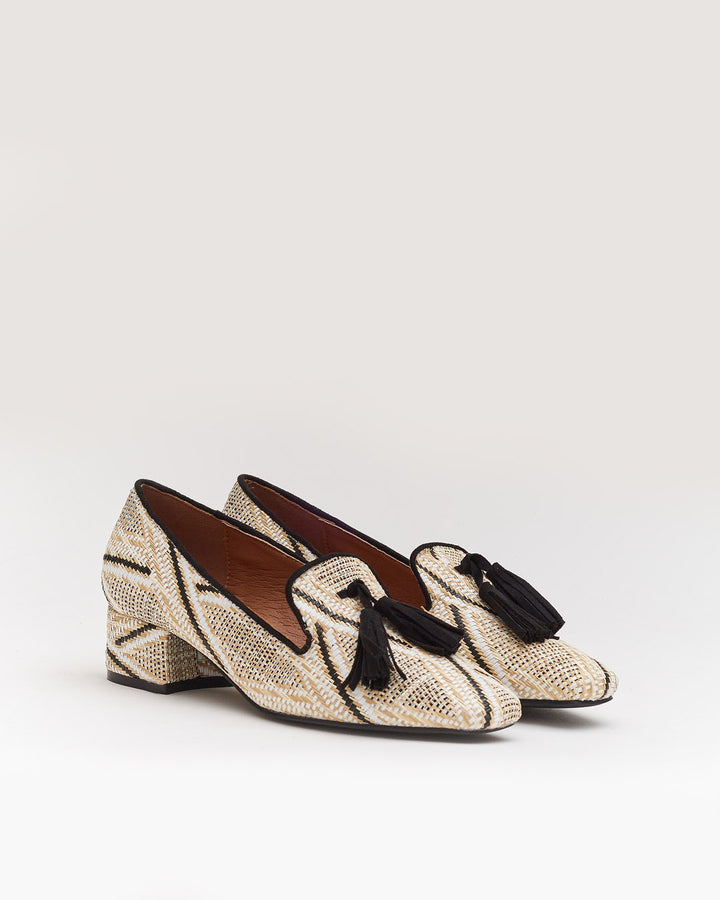 Buonarotti Mocassins Beige Canvas Zwart
