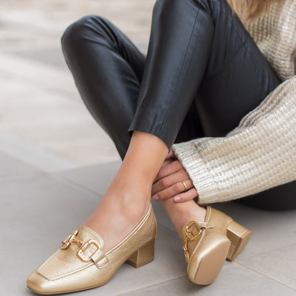 Buonarotti Mocassins met hak Goud Gesp