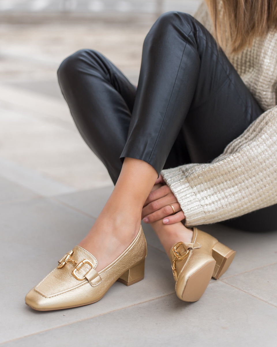 Buonarotti Mocassins met hak Goud Gesp