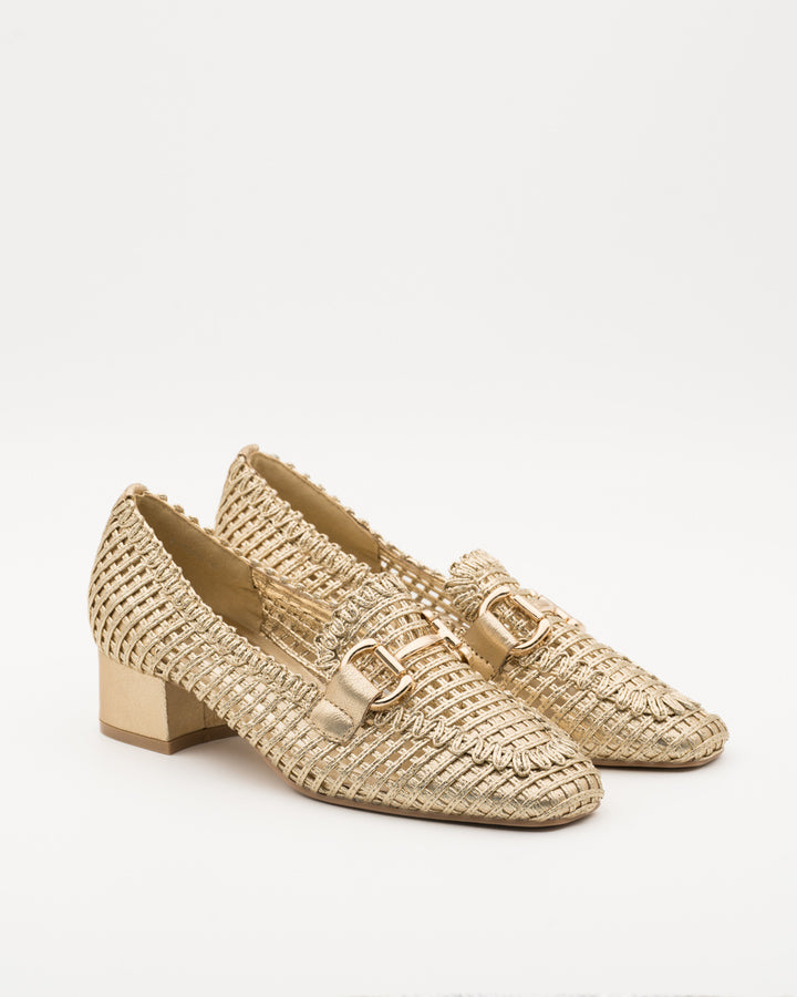 Buonarotti Mocassins met hak Goud Open Gesp