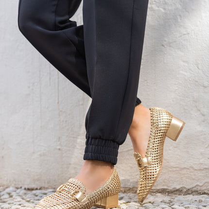 Buonarotti Mocassins met hak Goud Open Gesp
