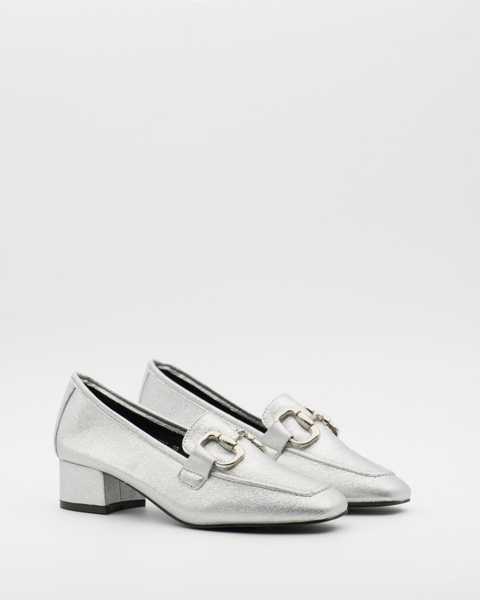 Buonarotti Mocassins met hak Zilver Gesp