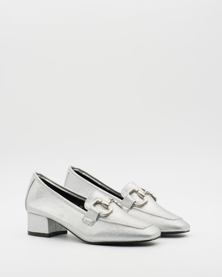 Buonarotti Mocassins met hak Zilver Gesp