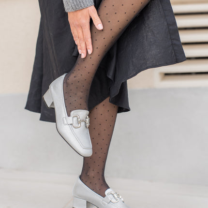 Buonarotti Mocassins met hak Zilver Gesp