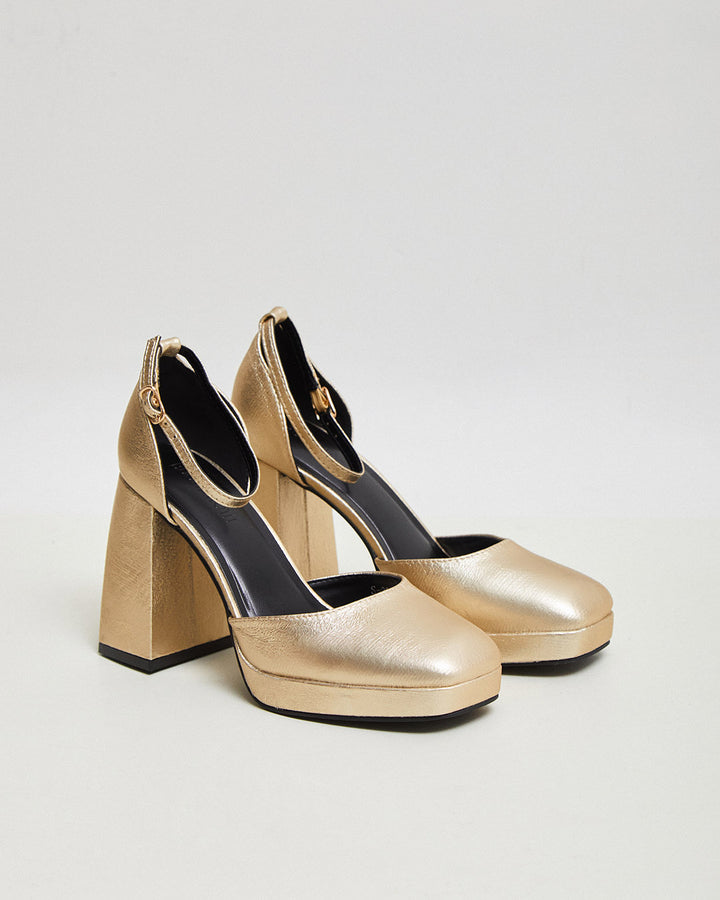 Buonarotti Sandalen Goud Blokhak Hoog