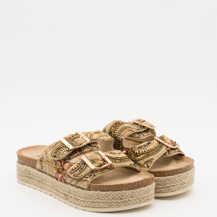 Buonarotti Sandalen Goud Plateau Gesp Rhinestone