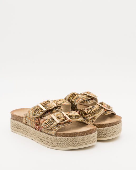 Buonarotti Sandalen Goud Plateau Gesp Rhinestone