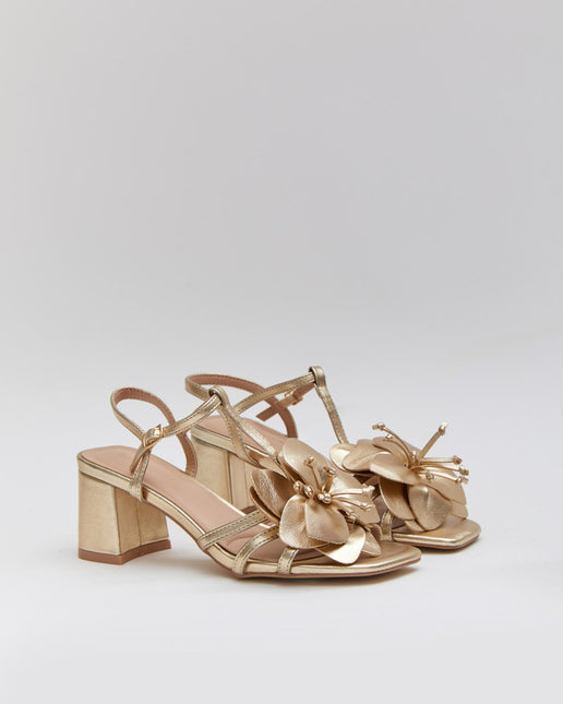 Buonarotti Sandalen met hak Goud Bloem