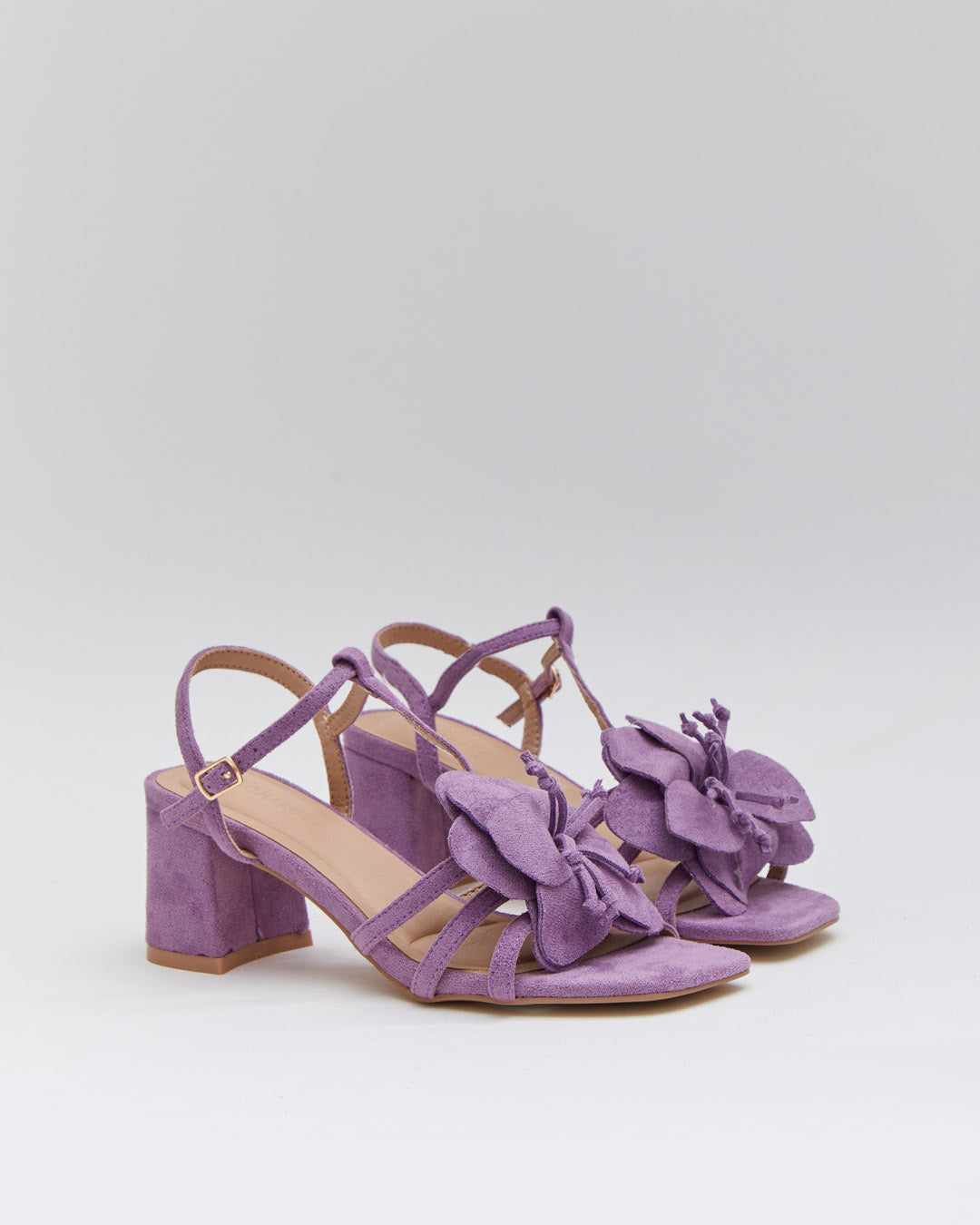 Buonarotti Sandalen met hak Lila Suedine Bloem