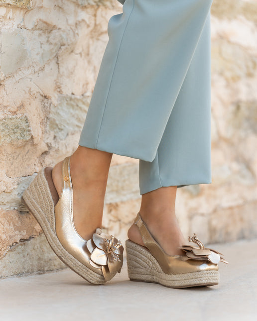 Buonarotti Sleehak Sandalen Goud Bloem