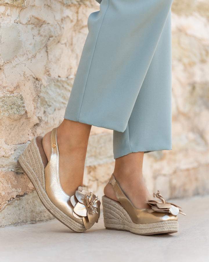 Buonarotti Sleehak Sandalen Goud Bloem