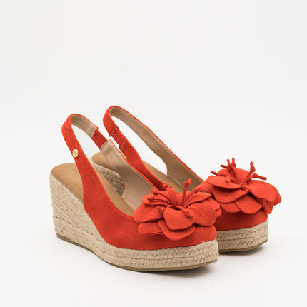 Buonarotti Sleehak Sandalen Rood Suedine Bloem