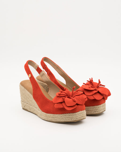 Buonarotti Sleehak Sandalen Rood Suedine Bloem