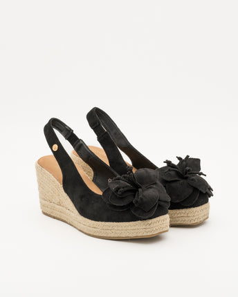 Buonarotti Sleehak Sandalen Zwart Suedine Bloem