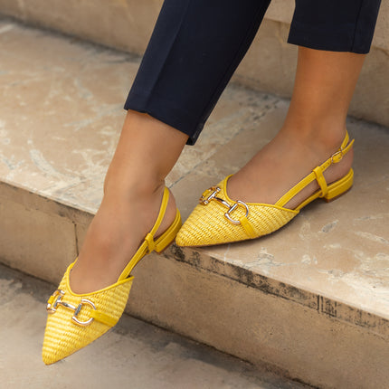Buonarotti Slingback Geel Canvas Gesp
