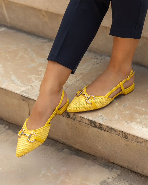 Buonarotti Slingback Geel Canvas Gesp