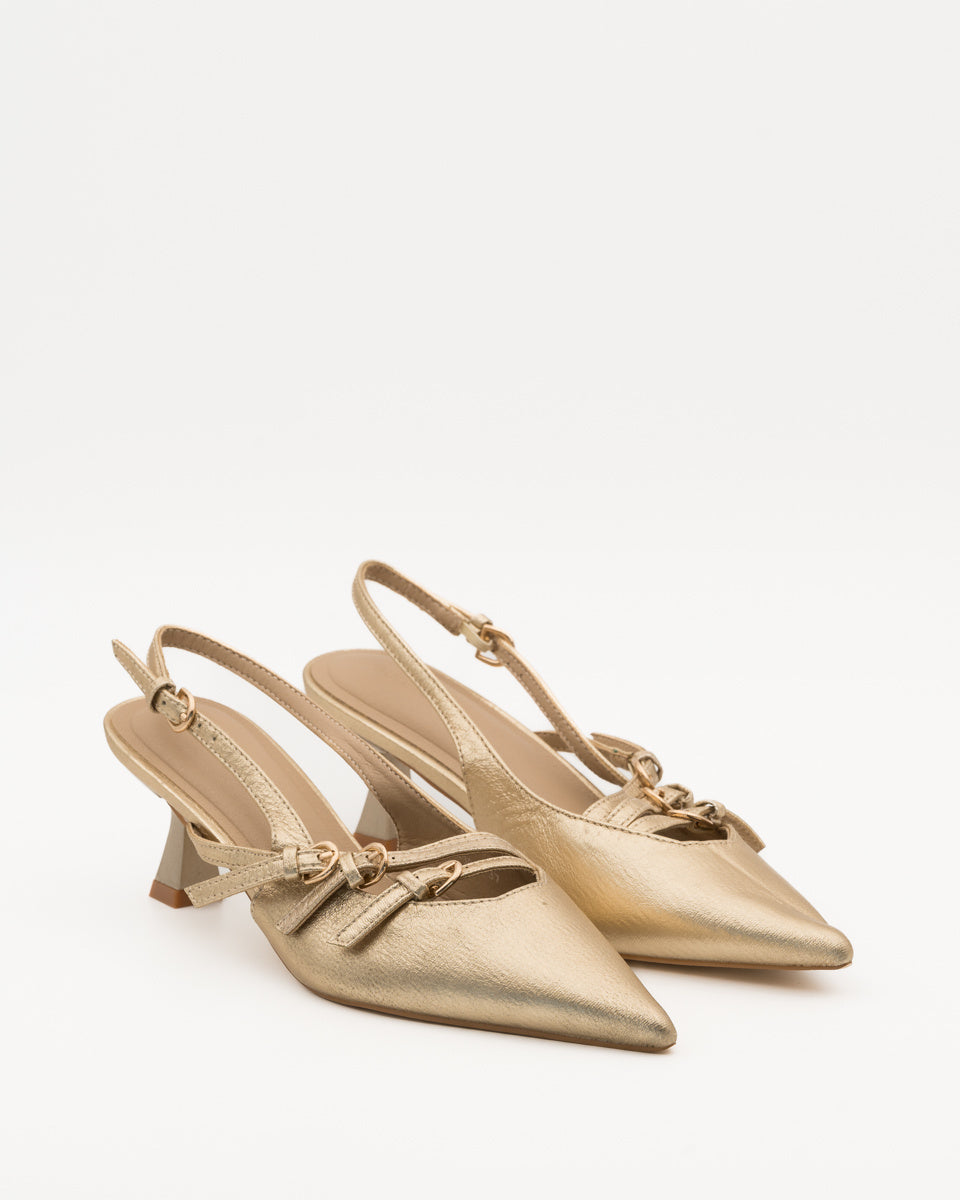 Buonarotti Slingback Heels Goud Gespjes