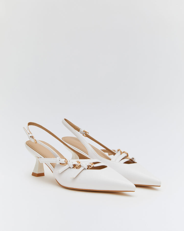 Buonarotti Slingback Heels Wit Gespjes