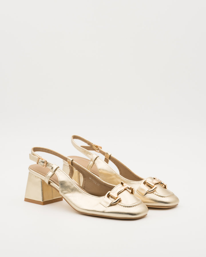 Buonarotti Slingback Loafers Goud Blokhak