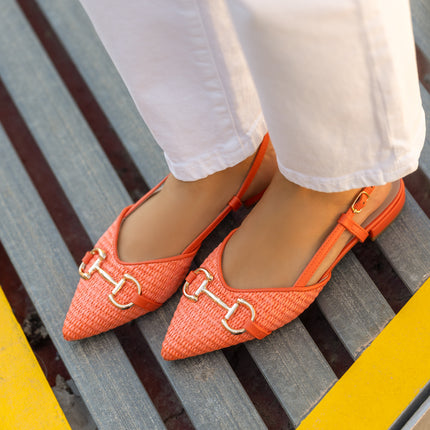 Buonarotti Slingback Oranje Canvas Gesp